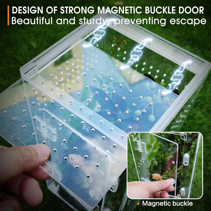 MYGIIKAKA Jumping Spider Enclosure Accessories, Tarantula Spider Box, Bug Cage, Praying Mantis Habitat Enclosure, Snail Insect Terrarium, Caterpillar Habitat (6x6x12 inch) - Image 4